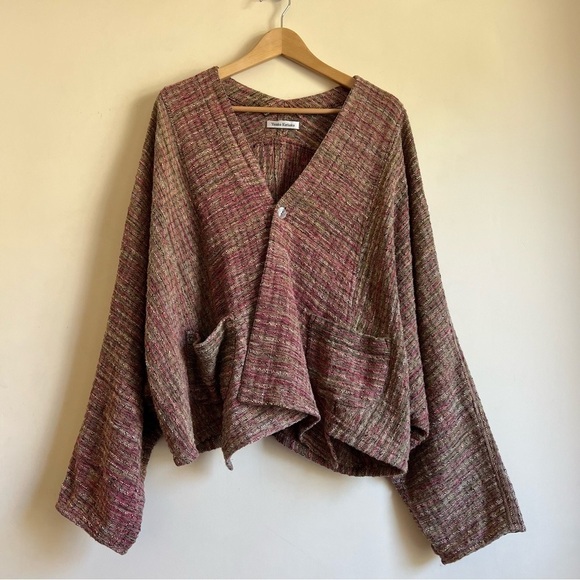 Yasuko Kurisaka Kimono Style MOP Button Cardigan - Picture 1 of 16